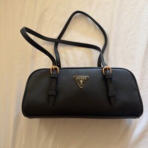 Guess Black Shoulder Bag with Gold Accents